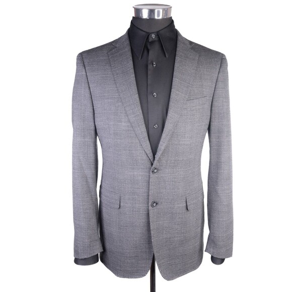 Calvin Klein SLIM Mens 40R Gray Plaid Wool 2-Pcs Suit With Dress Pants 32X27 - Picture 2 of 16